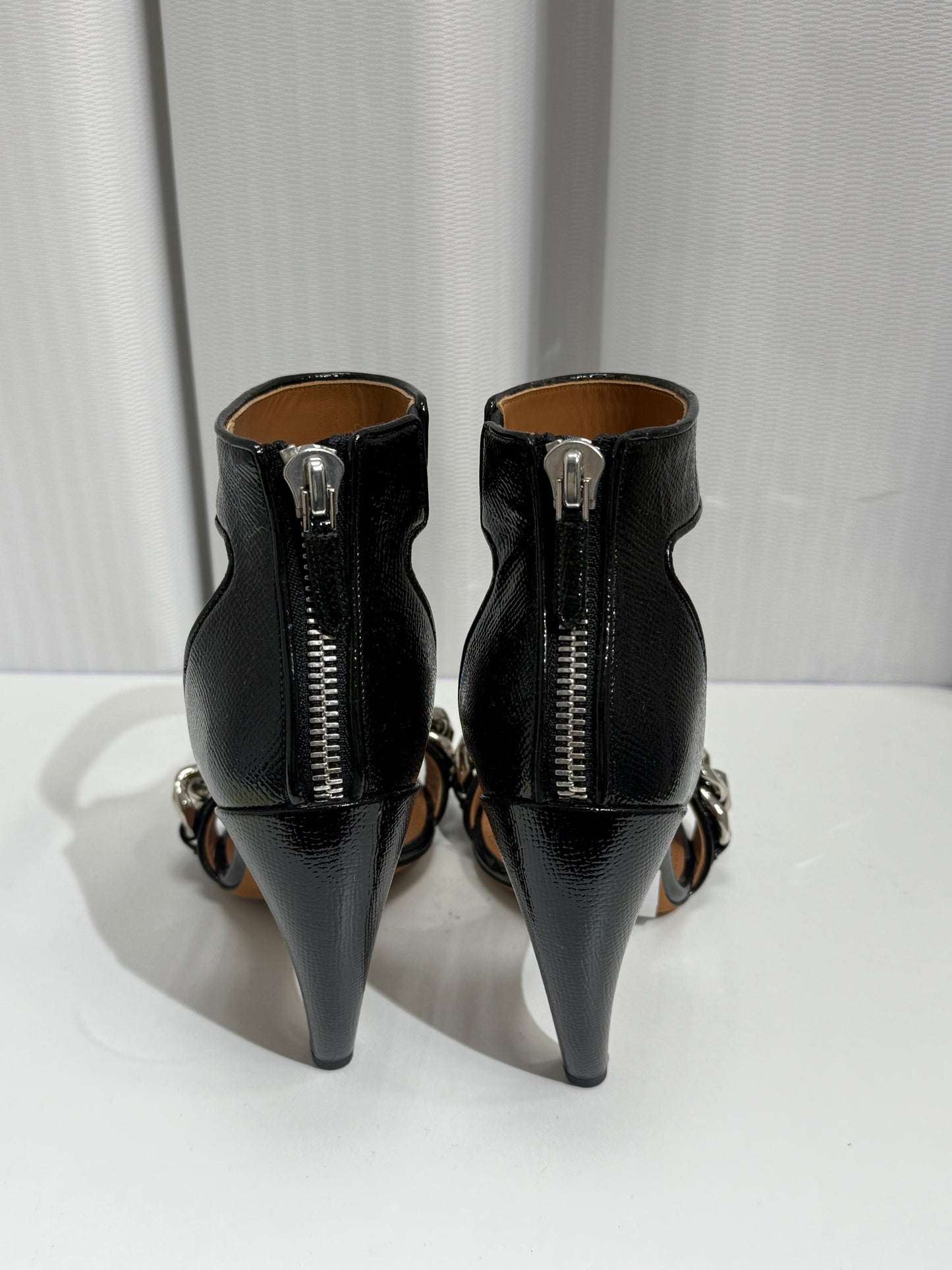 Black Patent Chain Strap Heels - GREENIES