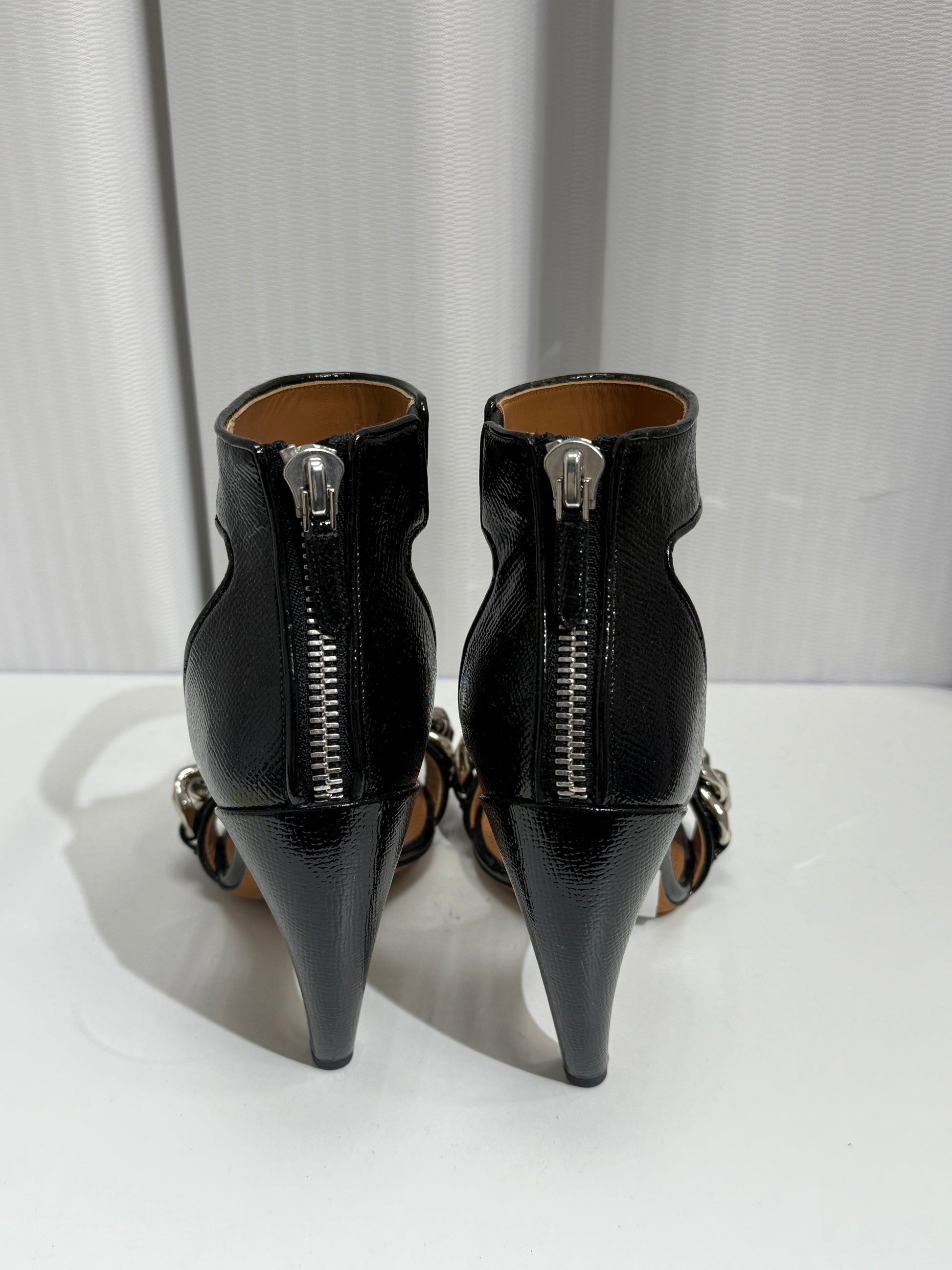 Black Patent Chain Strap Heels - GREENIES