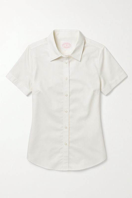 White Short Sleeve Fitted Shirt - GREENIES
