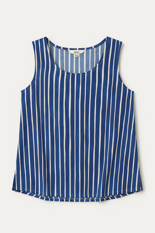 Blue Striped Sleeveless Blouse - GREENIES