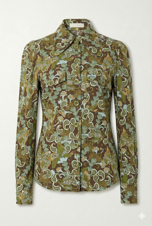 Multicolor Brown Paisley Print Blouse