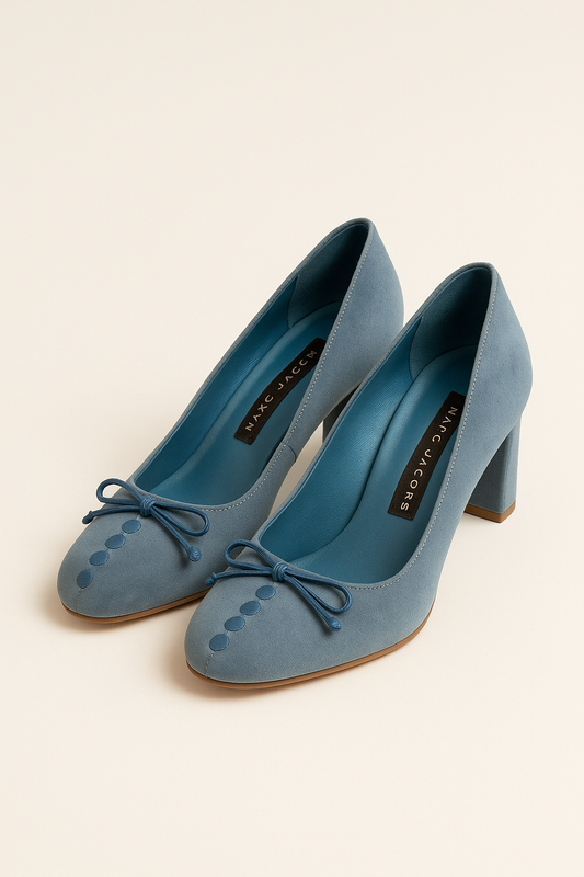 Muted Blue Suede Low Heels - GREENIES