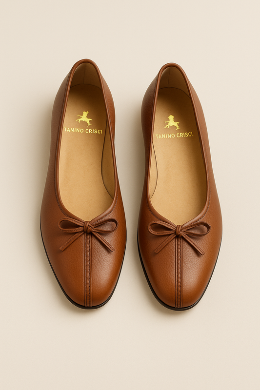 Brown Leather Bow-Tie Flats - GREENIES