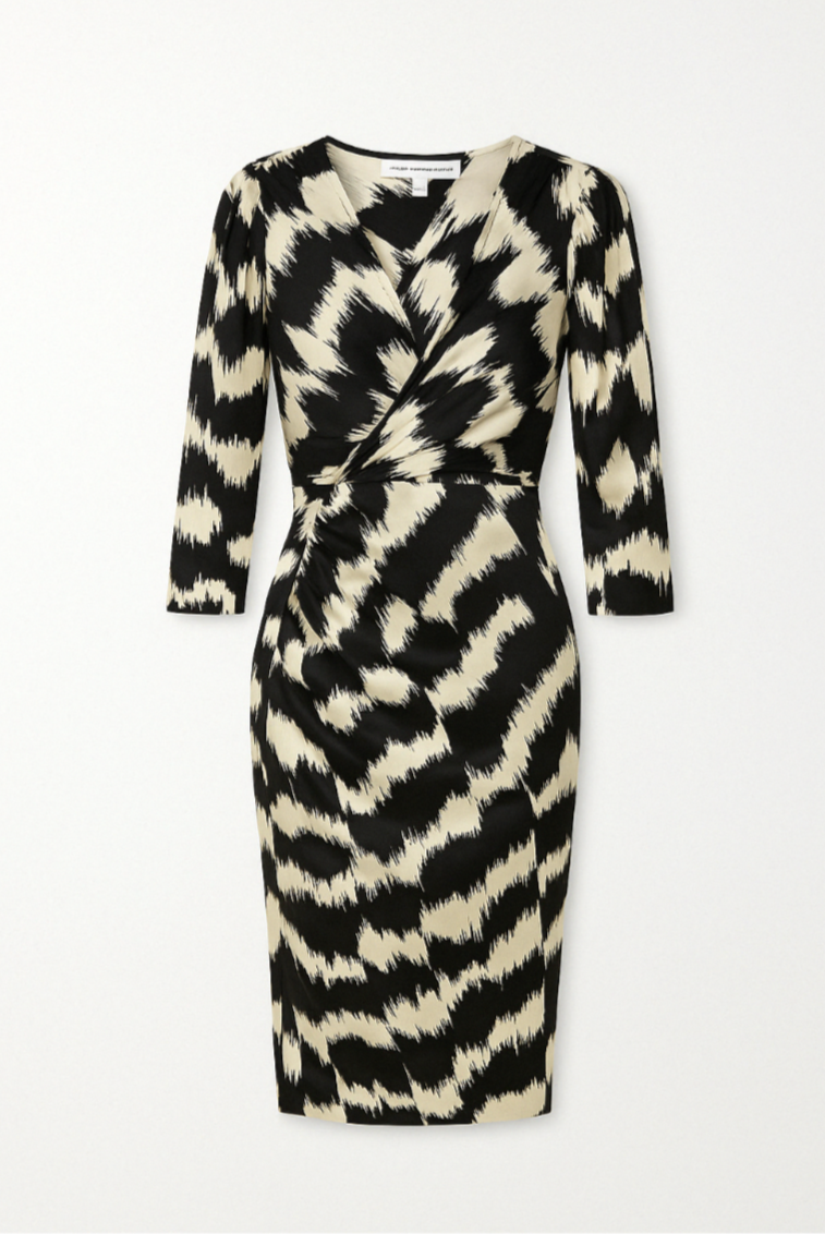 Black and White Silk Wrap Dress – GREENIES